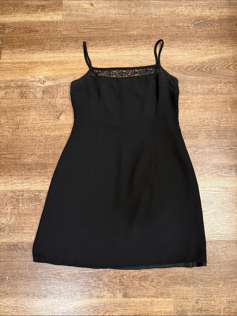 Kay Unger Black Mini Dress with Lace Trim